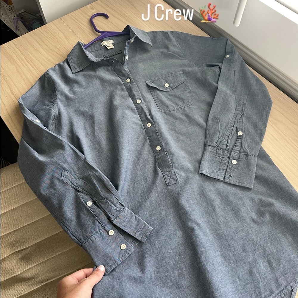 J. Crew Gray Casual Button Down Shirt with Classic Collar